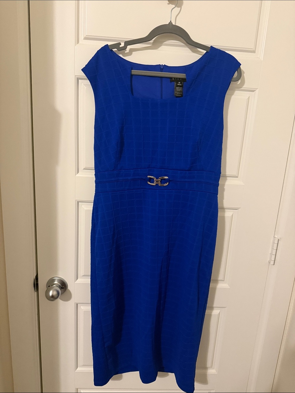 Enfocus Studio Cobalt Blue Sheath Dress with Waist Accent